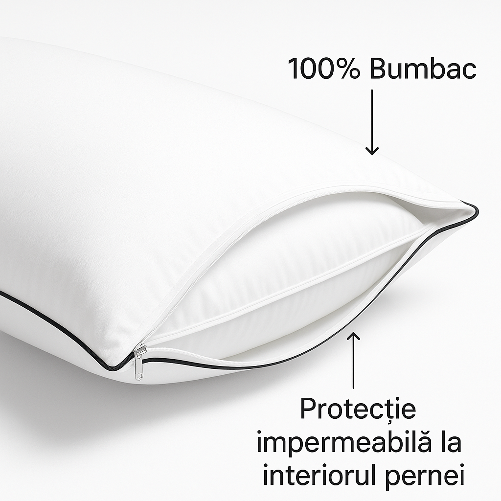 Set 2 Perne premium, dreptungiulare 50x70cm, cu puf de gasca - imagine 2