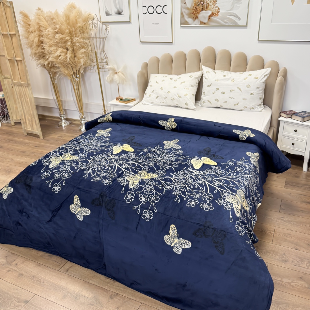 Patura Super Soft Cocolino, 200x230 cm – Rasfat absolut in zilele reci, Bleumarin, fluturi - view 2
