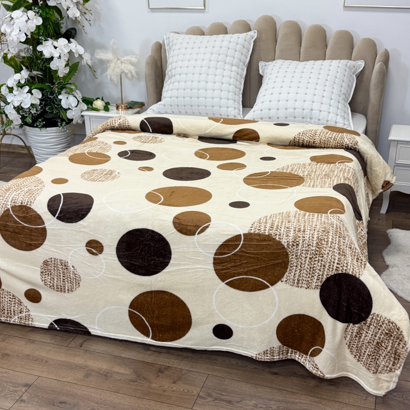 Patura pufoasa cocolino 200x230cm, 240g/mp, Crem, Buline, Cercuri - view 2