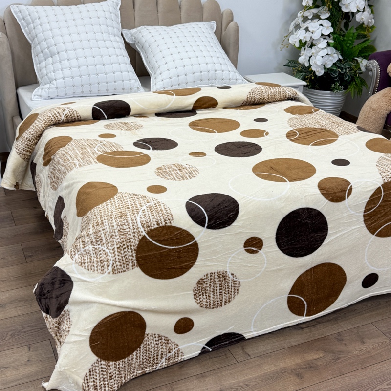 Patura pufoasa cocolino 200x230cm, 240g/mp, Crem, Buline, Cercuri - view 3