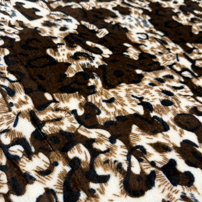 Patura pufoasa cocolino 200x230cm, 240g/mp, Bej, Maro, Animal Print - view 5