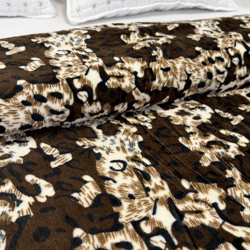Patura pufoasa cocolino 200x230cm, 240g/mp, Bej, Maro, Animal Print - view 6