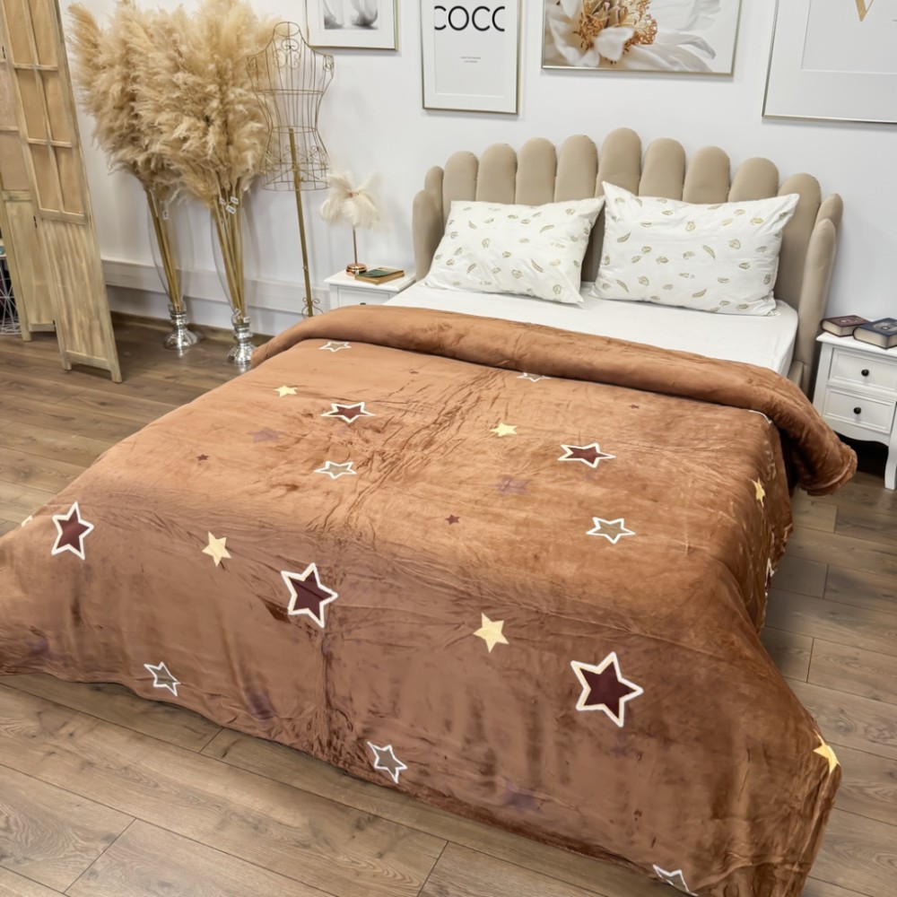 Patura Super Soft Cocolino, 200x230 cm – Rasfat absolut in zilele reci, Maro, stelute - view 2
