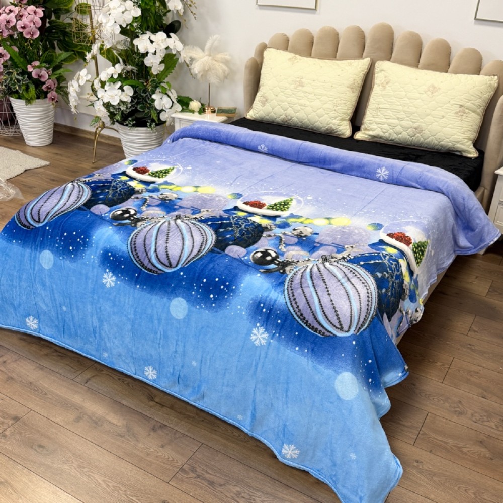 Patura pufoasa cocolino 200x230cm, 240g/mp, Bleu, Globulete — imaginea 3