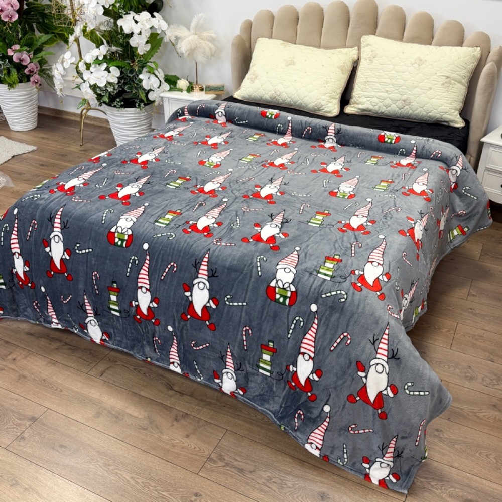 Patura pufoasa cocolino 200x230cm, 240g/mp, Gri, Gnomi — imaginea 2