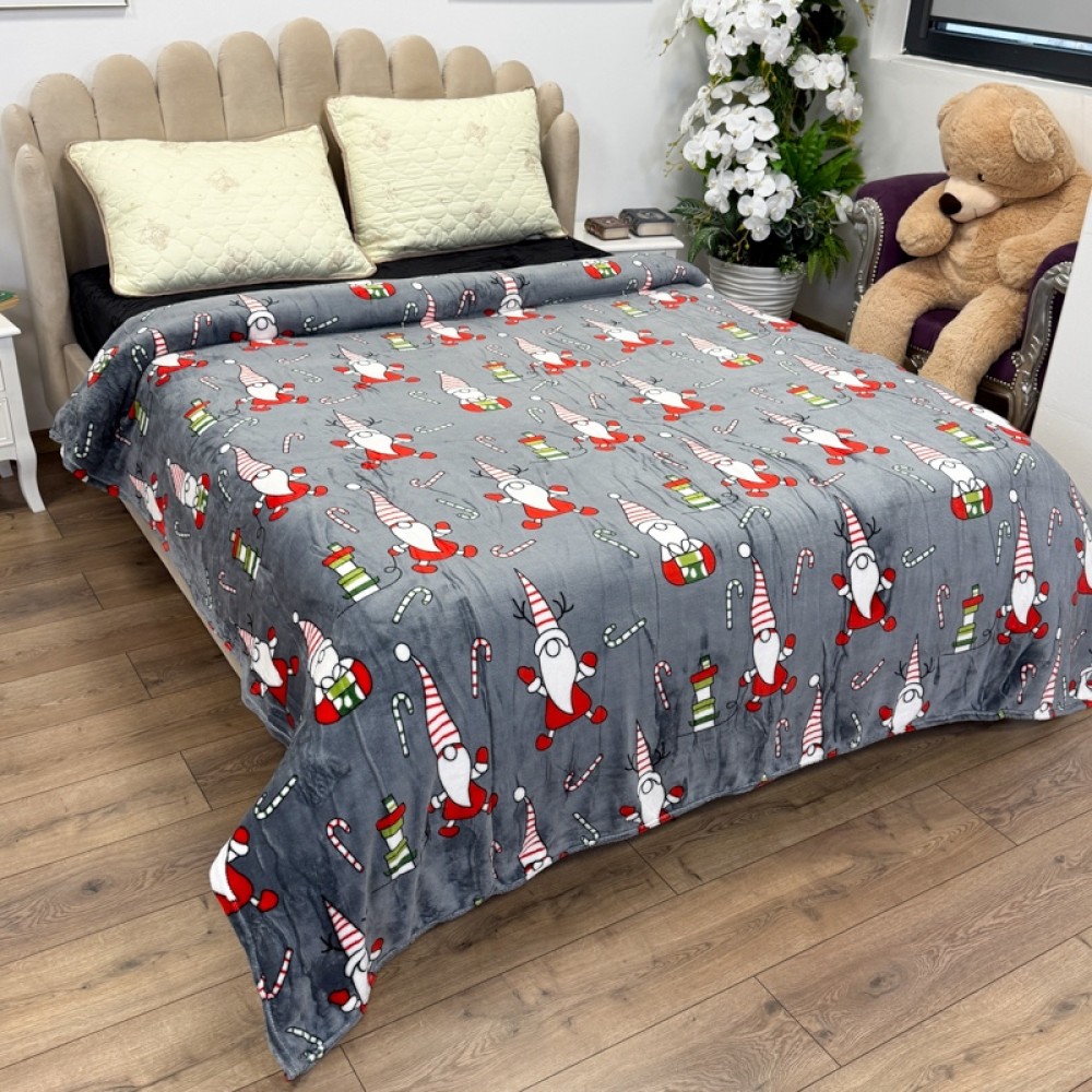 Patura pufoasa cocolino 200x230cm, 240g/mp, Gri, Gnomi — imaginea 3