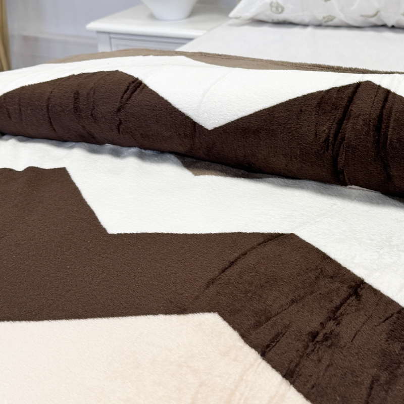 Patura pufoasa cocolino 200x230cm, 240g/mp, Bej, Maro, Zig-Zag - view 4