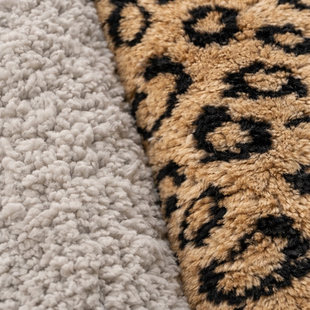 Lenjerie pat dublu, din Blanita Cocolino Sherpa, cu ELASTIC, 4 piese, Cappuccino, Leopard Print - view 5