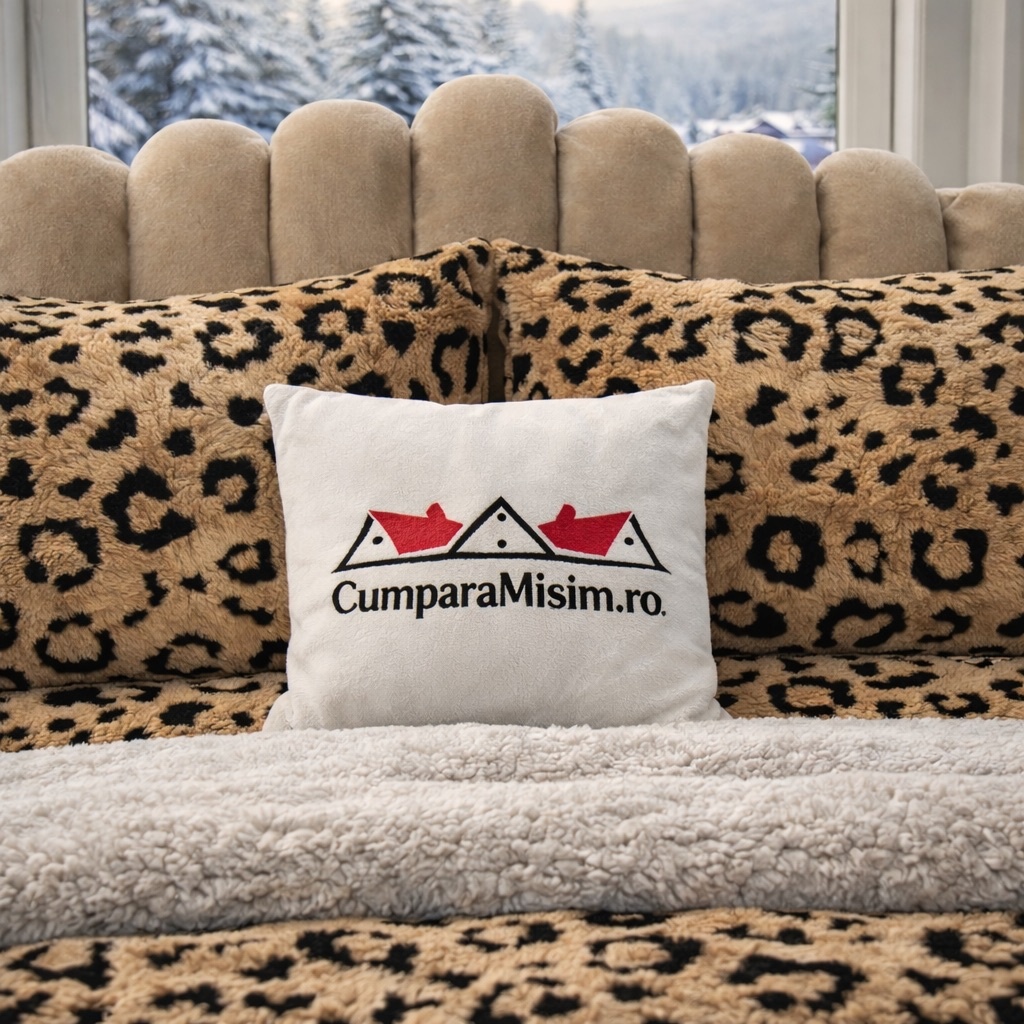 Lenjerie pat dublu, din Blanita Cocolino Sherpa, cu ELASTIC, 4 piese, Cappuccino, Leopard Print - view 6