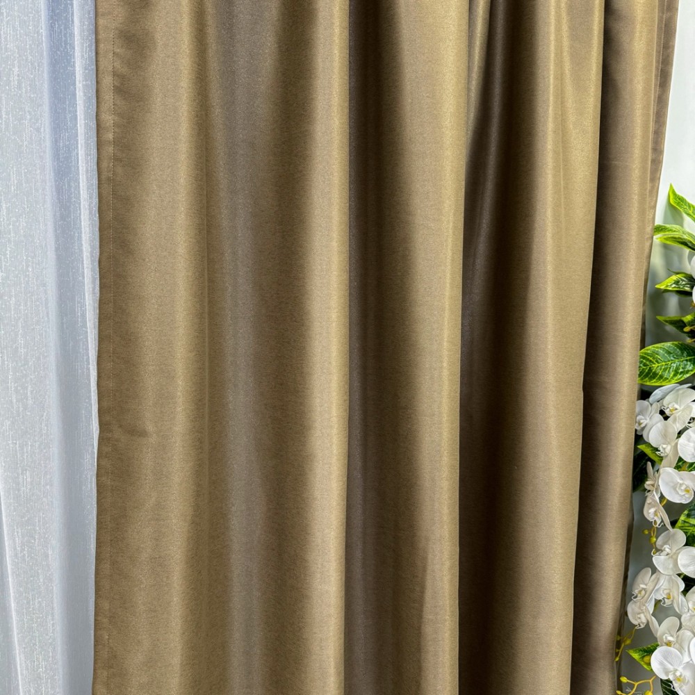 Draperie Blackout CLASS Satinata cu fir fin de sclipici, 140cm latime x 260cm inaltime, cu TIV LAT, Cappuccino intens - CR22 – imagine 4
