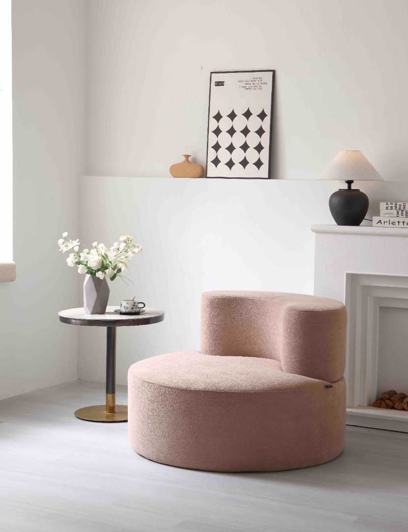 Fotoliu Clouda Soft Shape, Spuma HD, Design Organic, Ambalat Vidat, roz prafuit - imagine 2