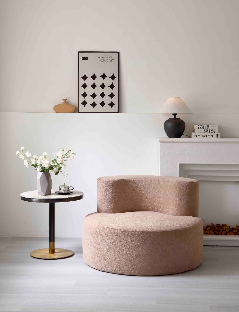 Fotoliu Clouda Soft Shape, Spuma HD, Design Organic, Ambalat Vidat, roz prafuit - imagine 3