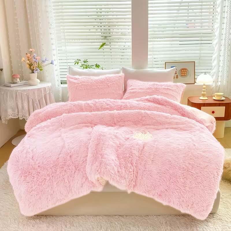Lenjerie pat super pufoasa COCOLINO Fluffy 4 piese roz - view 6