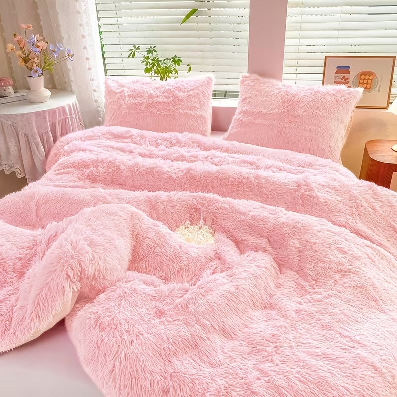 Lenjerie pat super pufoasa COCOLINO Fluffy 4 piese roz - view 7