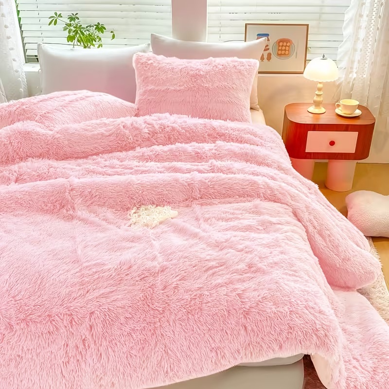 Lenjerie pat super pufoasa COCOLINO Fluffy 4 piese roz - view 8