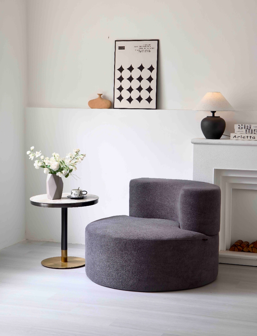 Fotoliu Clouda Soft Shape, Spuma HD, Design Organic, Ambalat Vidat, gri - imagine 3