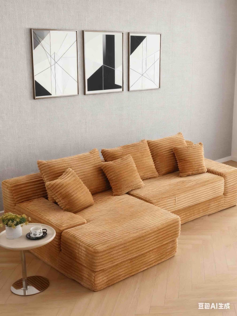 Canapea tip coltar SoftLine, Spuma HD, ambalare in vid, caramiziu - imagine 3