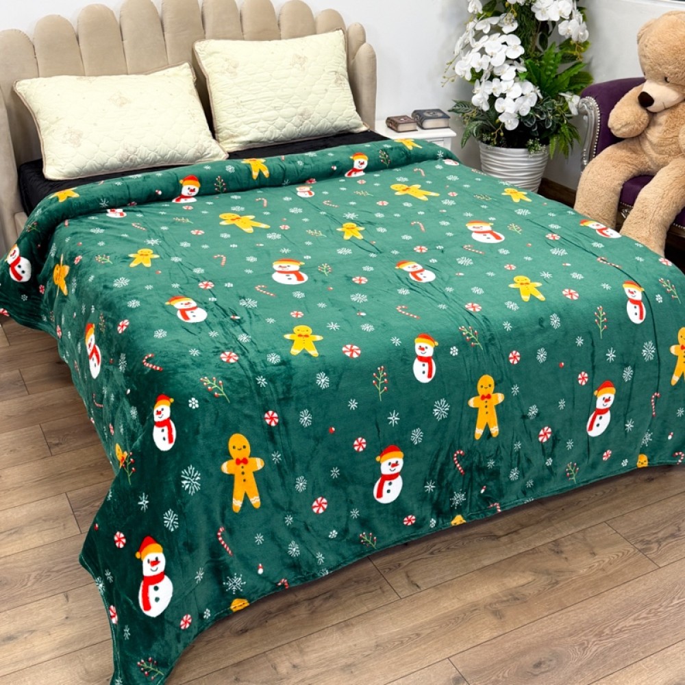 Patura pufoasa cocolino 200x230cm, 240g/mp, Verde, Decoratiuni de Craciun — imaginea 3