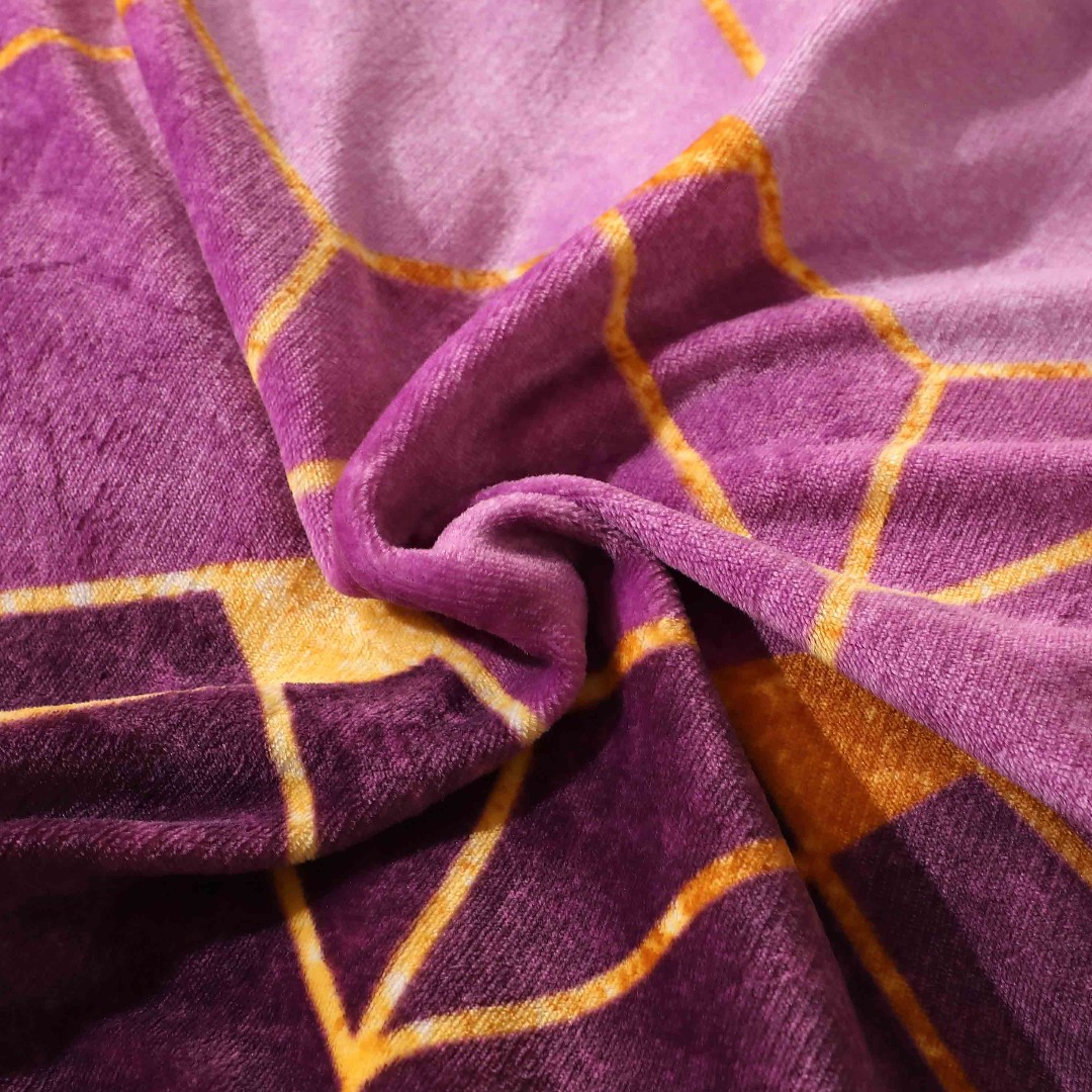 Lenjerie pat dublu, Super Pufoasa COCOLINO, 4 piese, Mov, Forme Geometrice - imagine 11