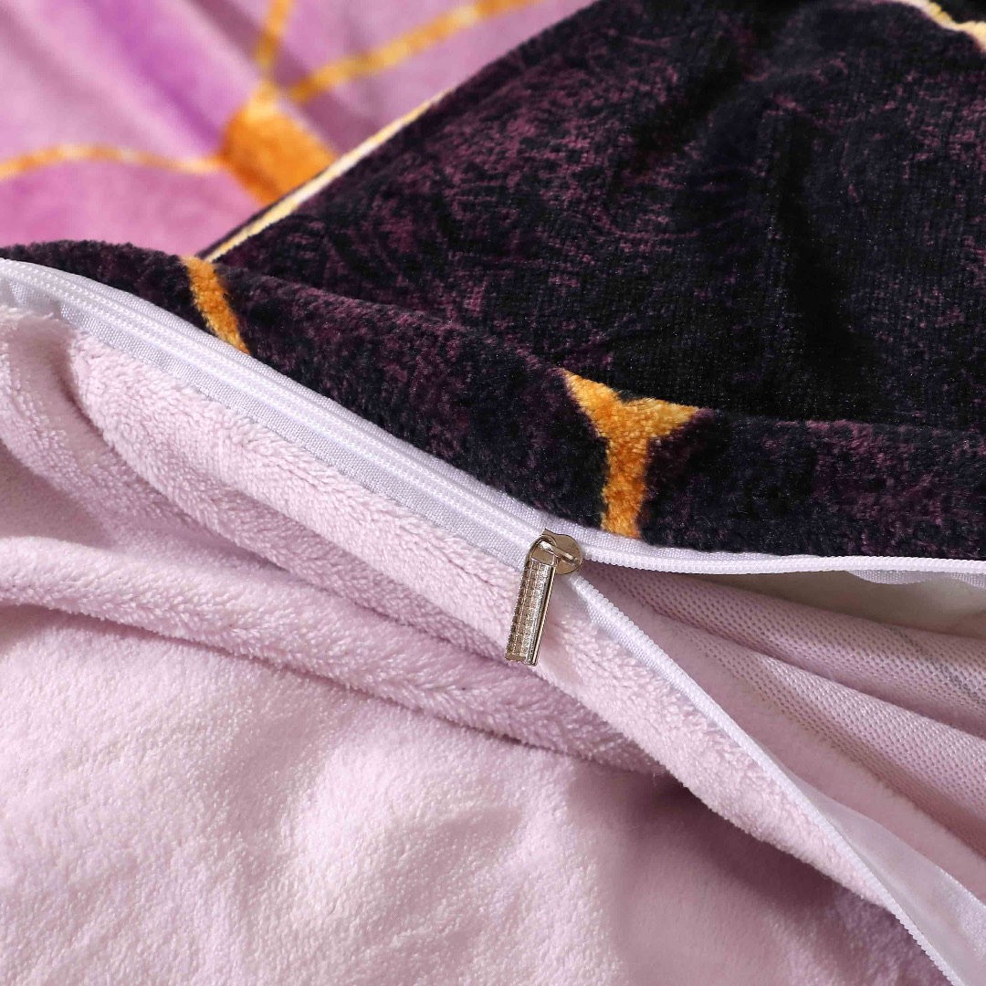 Lenjerie pat dublu, Super Pufoasa COCOLINO, 4 piese, Mov, Forme Geometrice - imagine 12