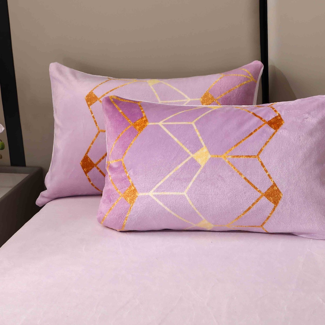 Lenjerie pat dublu, Super Pufoasa COCOLINO, 4 piese, Mov, Forme Geometrice - imagine 15