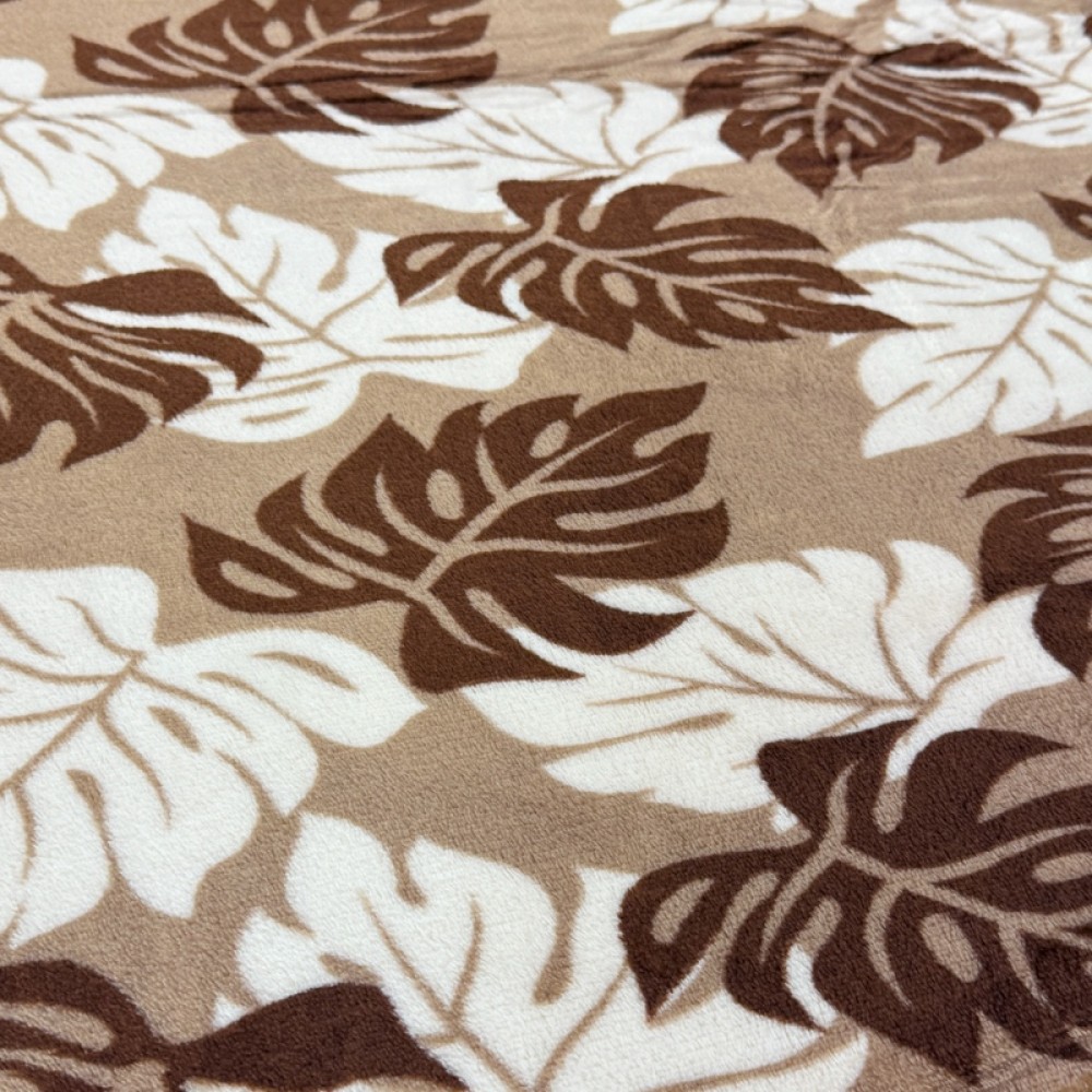 Patura pufoasa cocolino 200x230cm, 240g/mp, Bej, Maro, Frunze – imagine 6