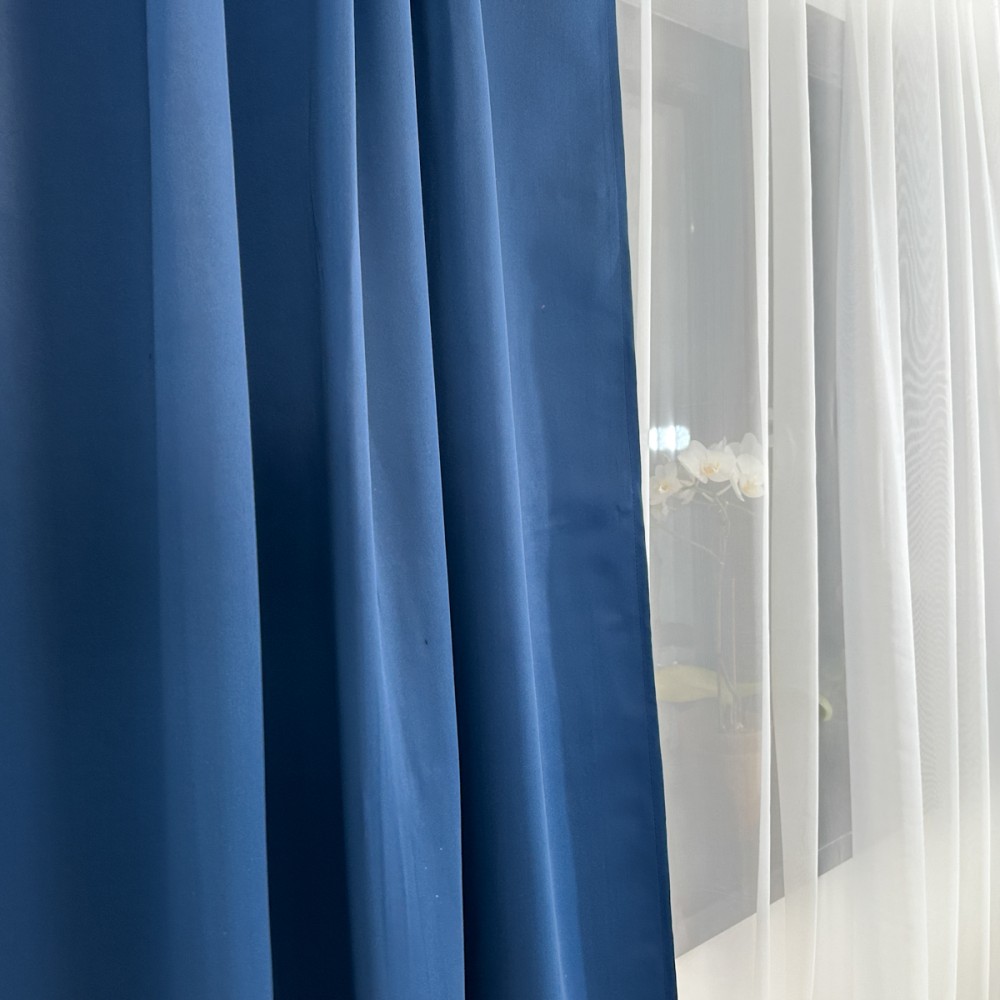 Set 4 Draperii Blackout Satinata - 1.40m latime x 2.35m inaltime , rejansa pt bara, Bleumarin – imagine 6