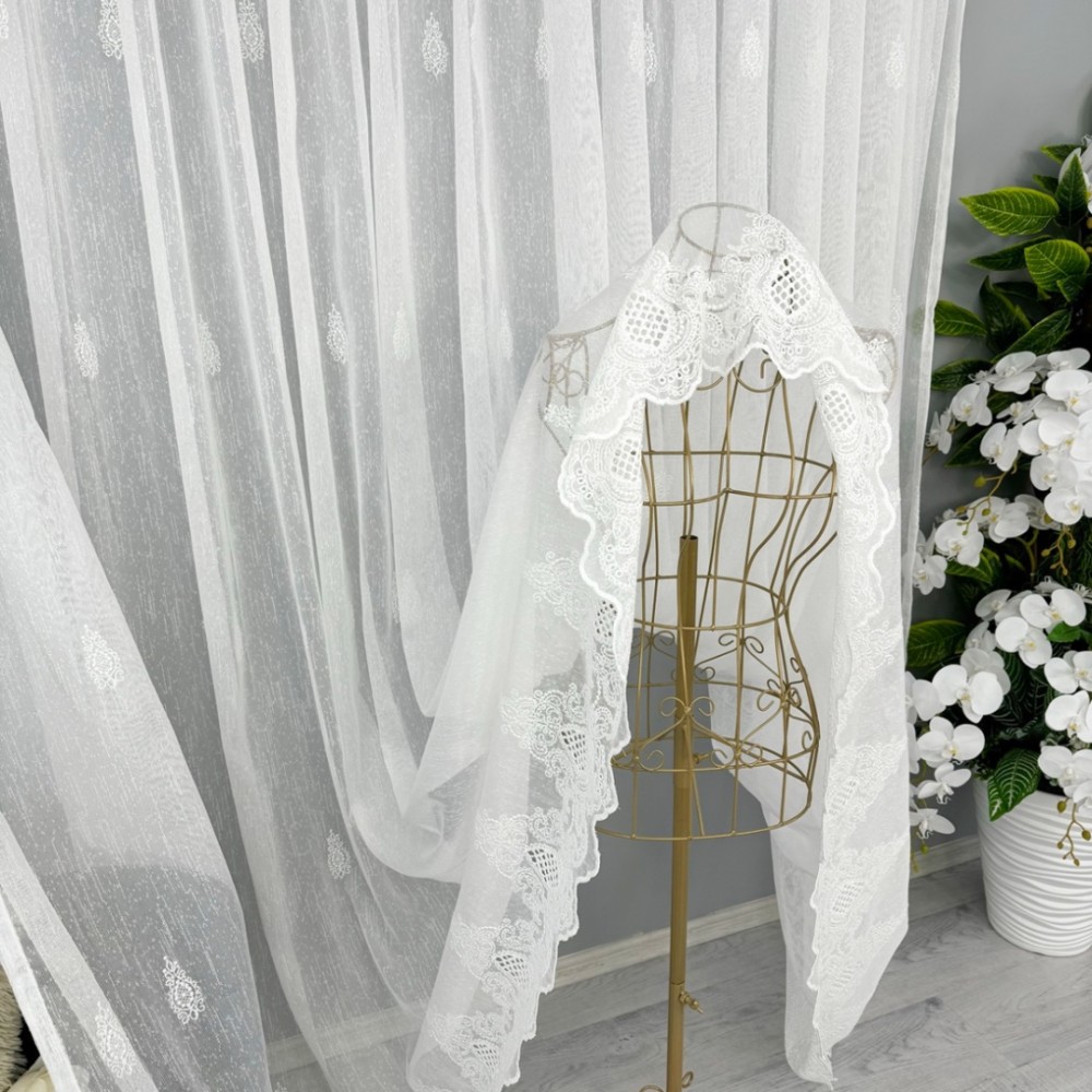 Perdea Deliria din IN Brodat, Alb, 140cm latime x 260cm inaltime, cu rejansa pt bara – imagine 6