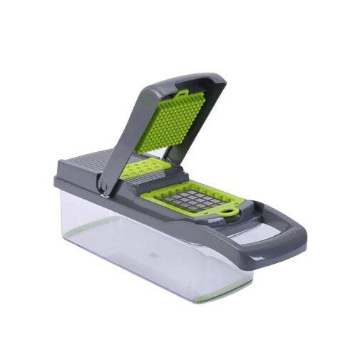 Razatoare multifunctionala manuala – Veggie Slicer, 14 piese, lame inox, gri/verde, 35 × 11 × 14 cm - imagine 9