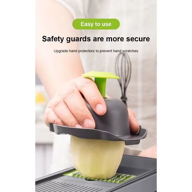 Razatoare multifunctionala manuala – Veggie Slicer, 14 piese, lame inox, gri/verde, 35 × 11 × 14 cm - imagine 10