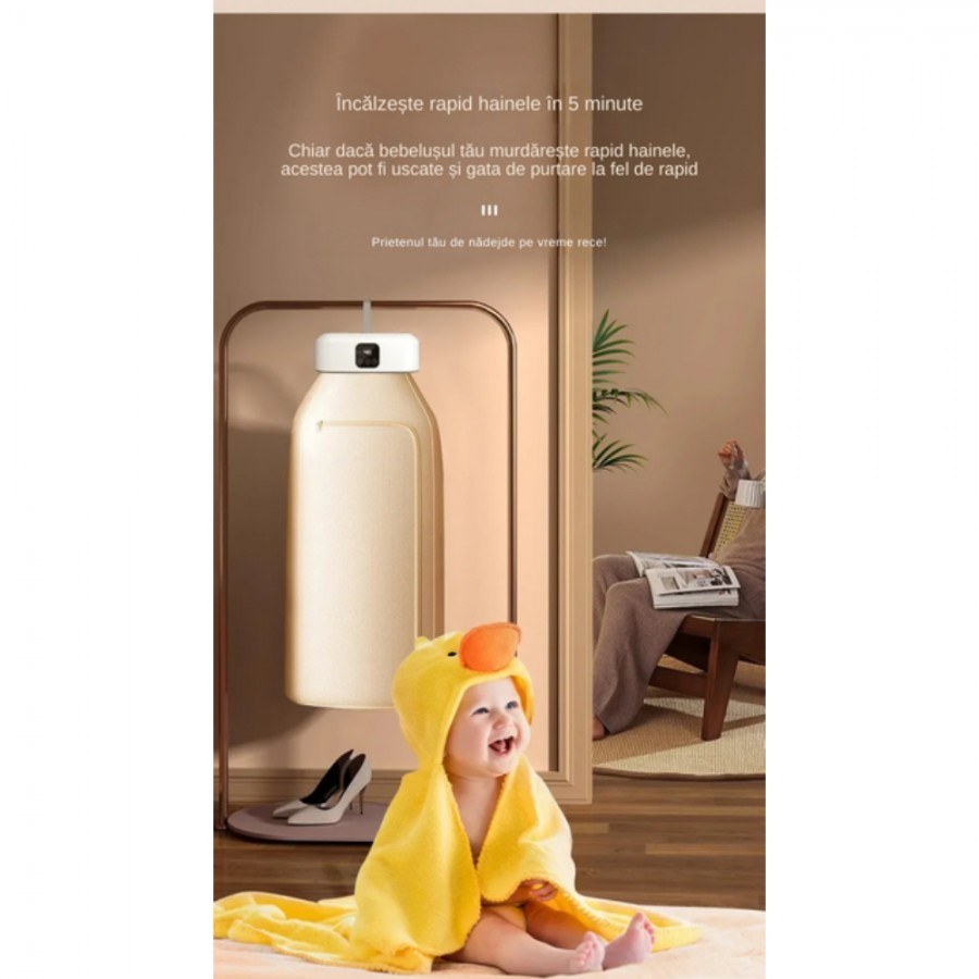 Uscator pentru haine, cu aer cald, pliabil, capacitate 10 kg, uscare rapida, sterilizare UV - imagine 2
