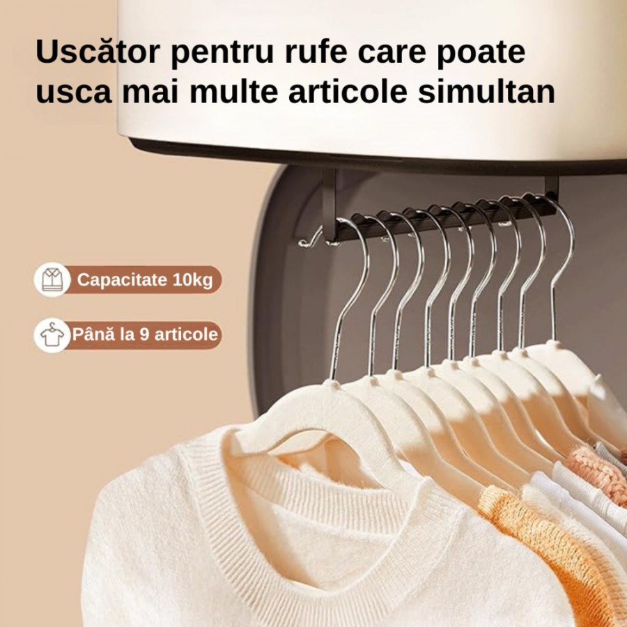 Uscator pentru haine, cu aer cald, pliabil, capacitate 10 kg, uscare rapida, sterilizare UV - imagine 4