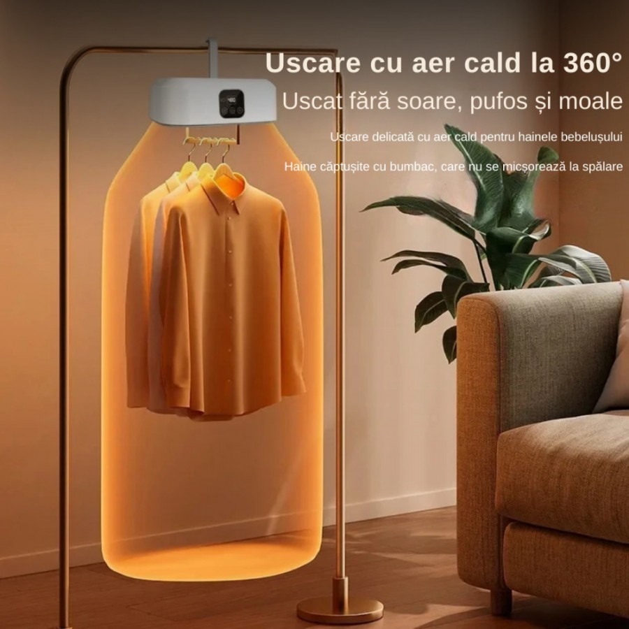 Uscator pentru haine, cu aer cald, pliabil, capacitate 10 kg, uscare rapida, sterilizare UV - imagine 9