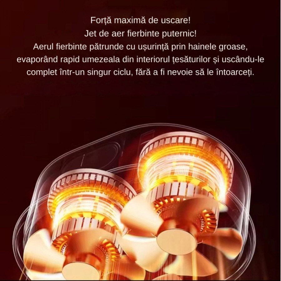 Uscator pentru haine, cu aer cald, pliabil, capacitate 10 kg, uscare rapida, sterilizare UV - imagine 10