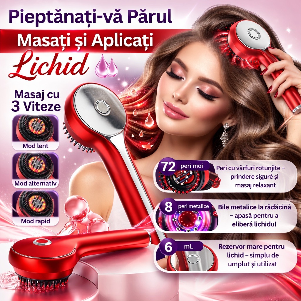 Perie Electrica de Masaj pentru Scalp – Terapie cu Infrarosu si Aplicare de Tratamente - imagine 6