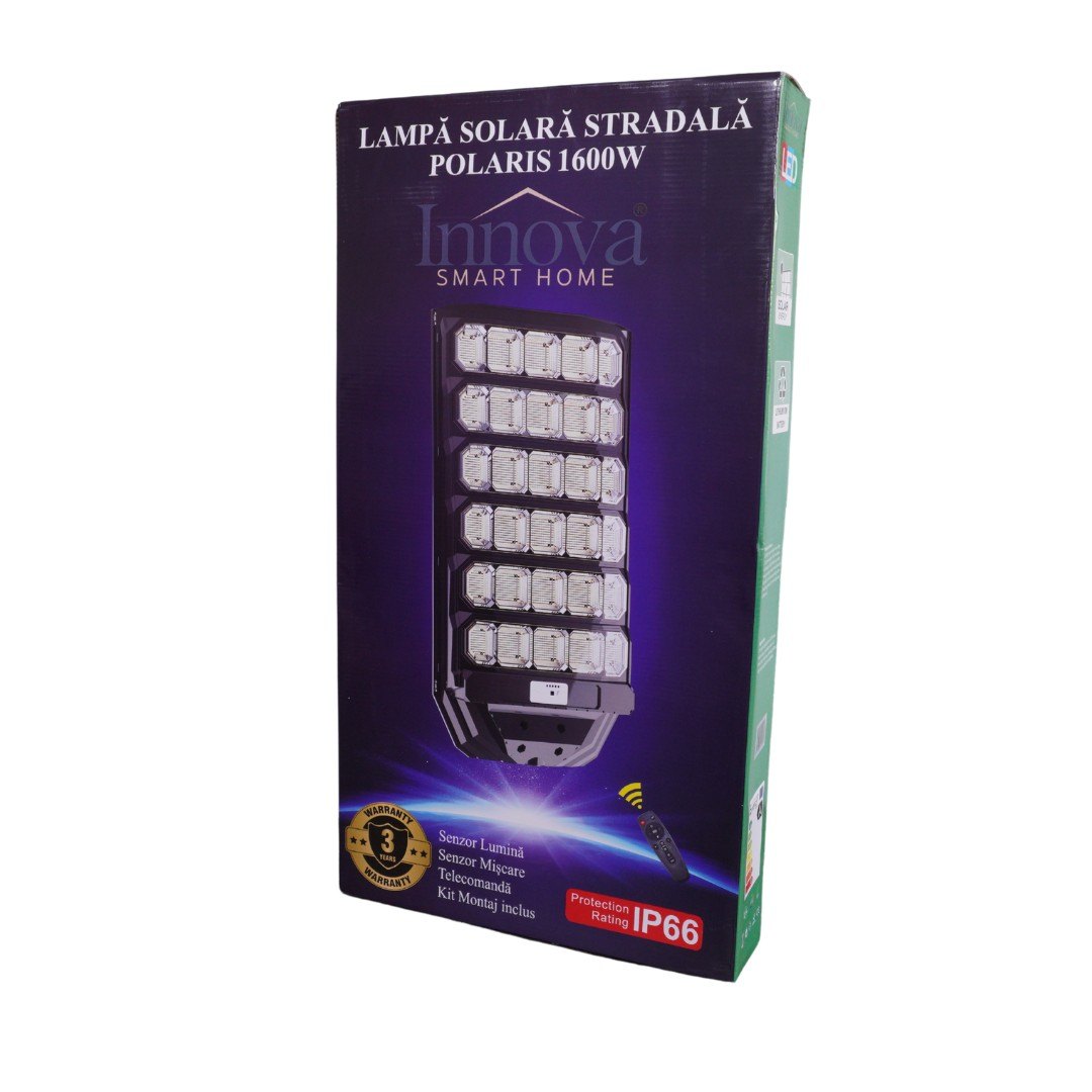 Lampa Solara Stradala 1600W LED 120000 lm, Senzor Lumina/Miscare si Telecomanda, IP66, Suport Prindere - imagine 7