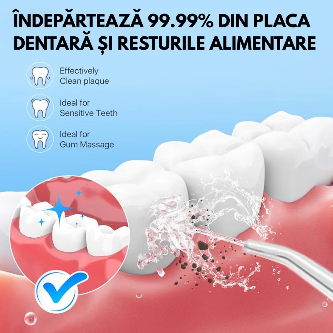 Irigator Bucal Profesional, Dus Bucal Portabil, 4 Capete, 3 Moduri de Curatare, Rezervor 230ml, Roz - view 10