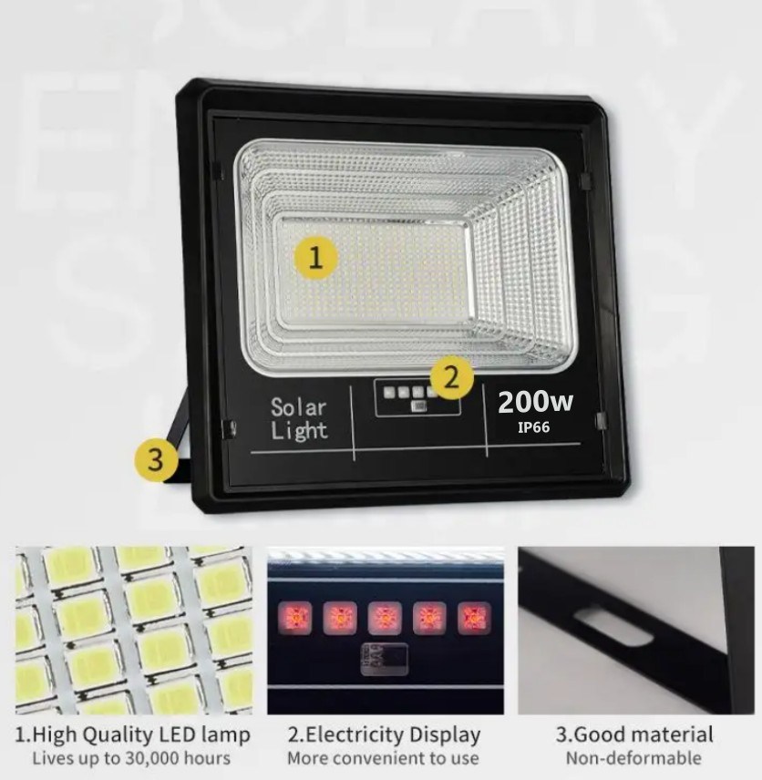 Proiector LED INNOVA 200W Cu Panou Solar si telecomanda, IP66 - view 7