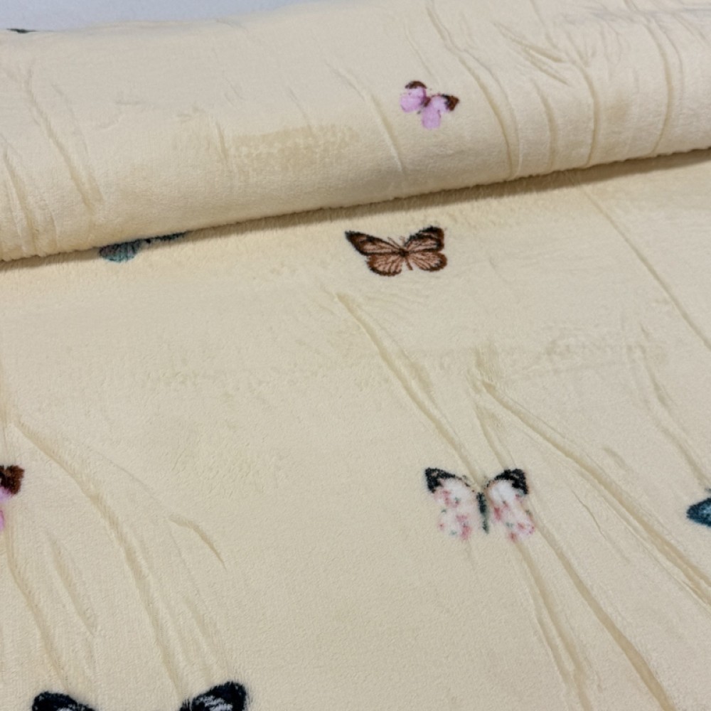 Patura pufoasa cocolino 200x230cm, 240g/mp, Crem, Fluturi Colorati — imaginea 5