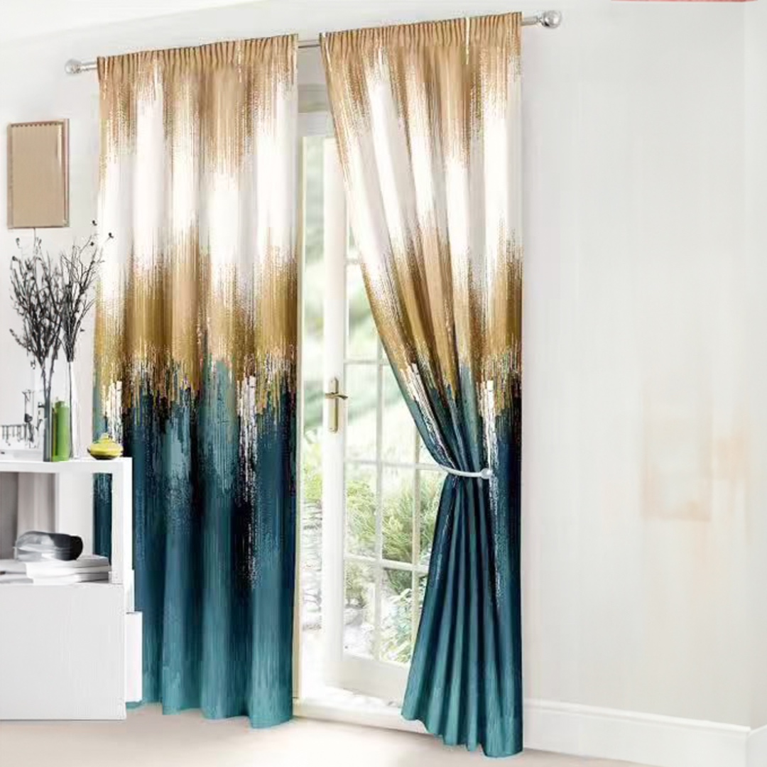 Lenjerie Pat Single, FINET, 6 piese, cu 2 DRAPERII INCLUSE, Bej, Verde - view 2