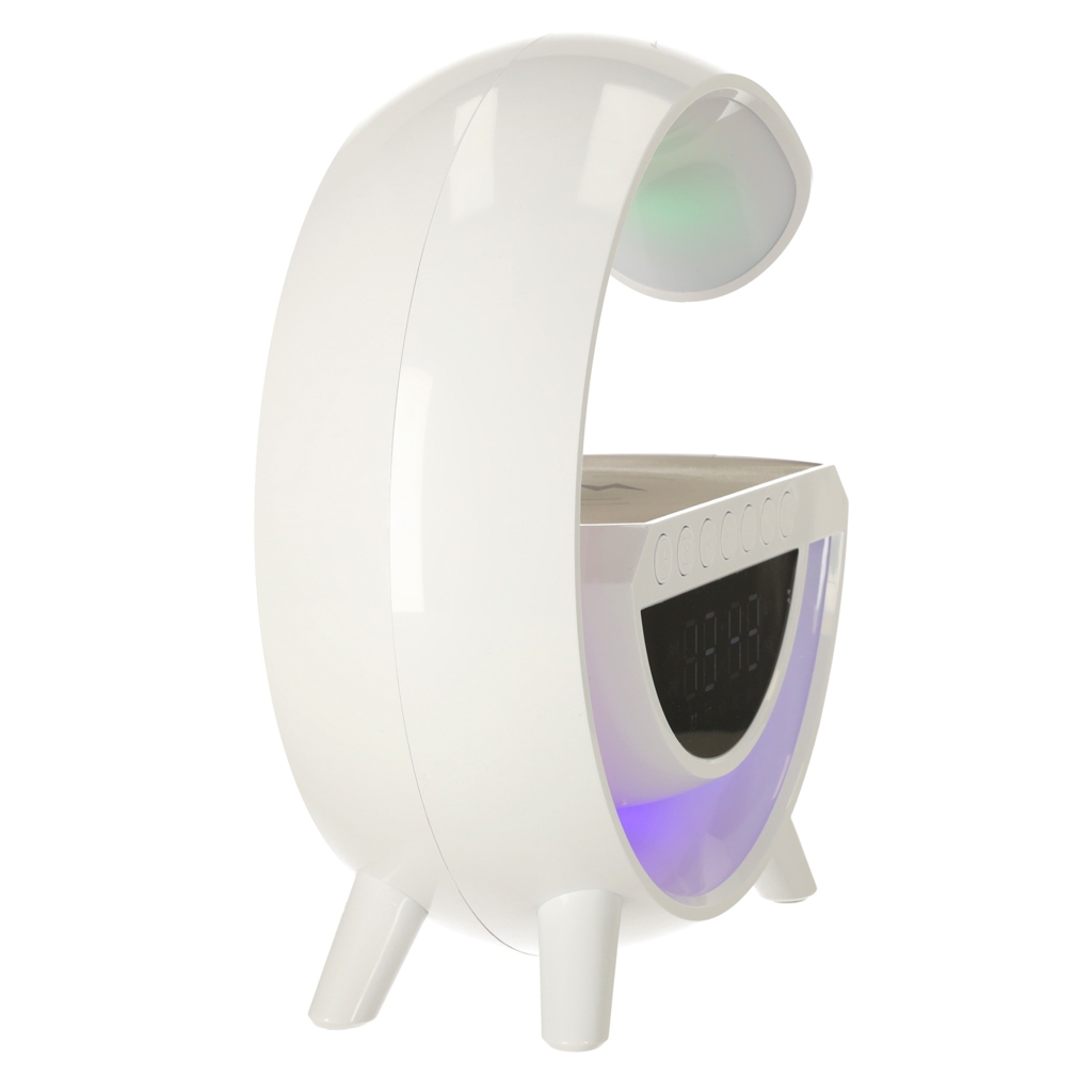 Lampa LED 23,5cm cu Boxa Bluetooth, incarcator Wireless, Lumini RGB Si Ceas Integrat - imagine 4