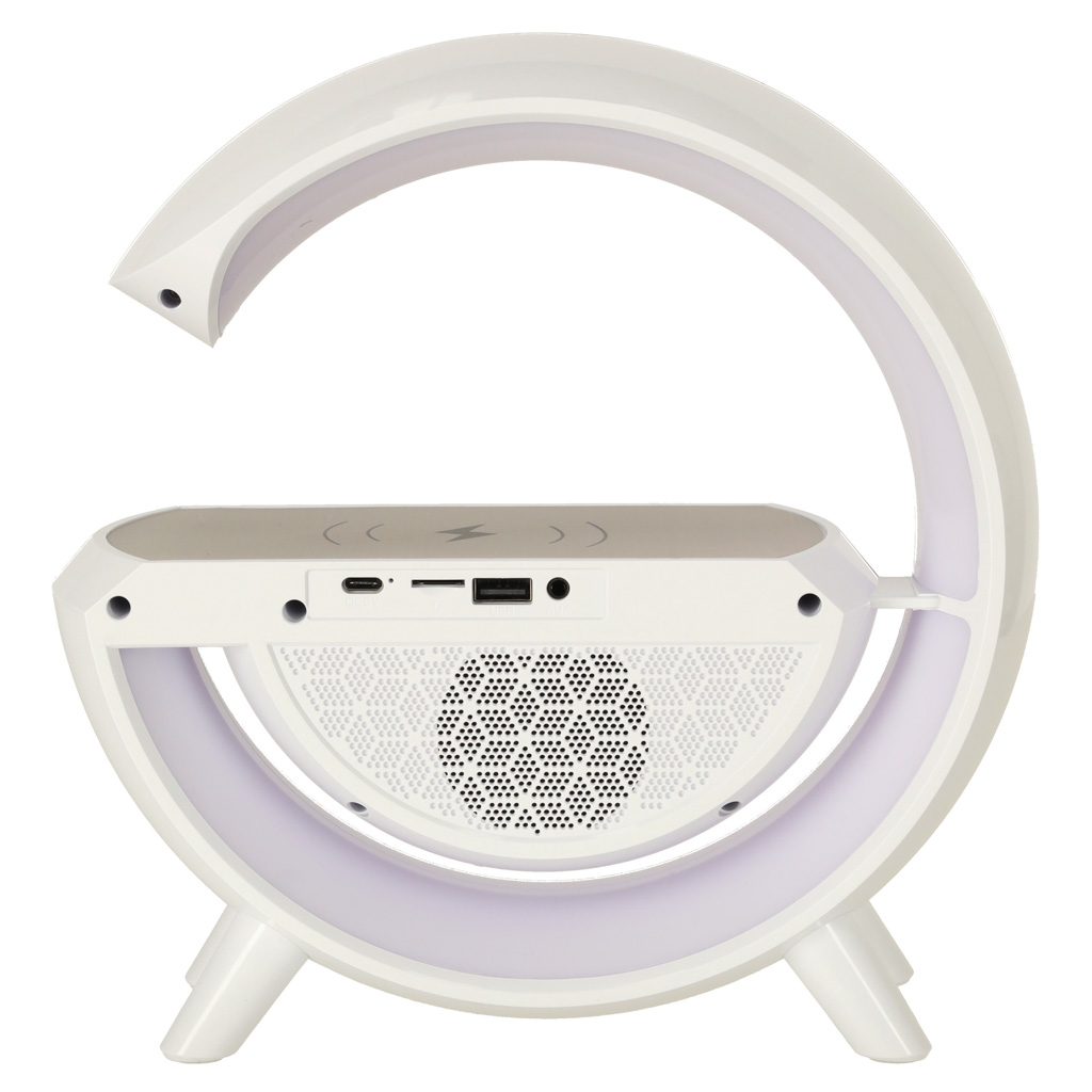 Lampa LED 23,5cm cu Boxa Bluetooth, incarcator Wireless, Lumini RGB Si Ceas Integrat - imagine 6