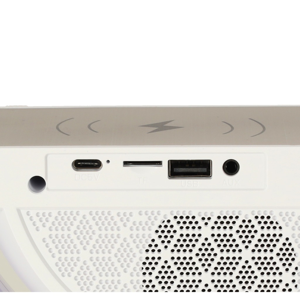 Lampa LED 23,5cm cu Boxa Bluetooth, incarcator Wireless, Lumini RGB Si Ceas Integrat - imagine 8