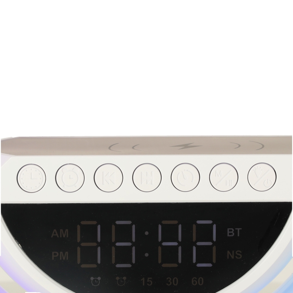 Lampa LED 23,5cm cu Boxa Bluetooth, incarcator Wireless, Lumini RGB Si Ceas Integrat - imagine 11