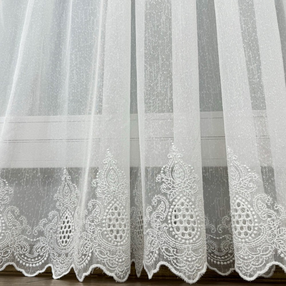 Perdea Aura din IN Brodat, Ivoire, 140cm latime x 260cm inaltime, cu rejansa pt bara – imagine 3