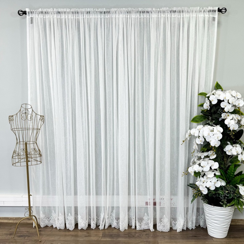 Perdea Aura din IN Brodat, Ivoire, 140cm latime x 260cm inaltime, cu rejansa pt bara – imagine 6