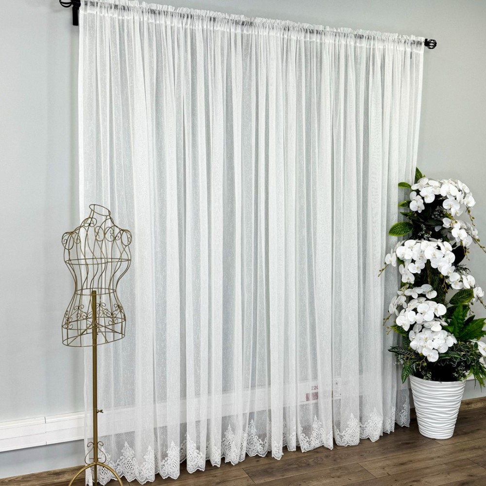 Perdea Aura din IN Brodat, Ivoire, 140cm latime x 260cm inaltime, cu rejansa pt bara – imagine 7