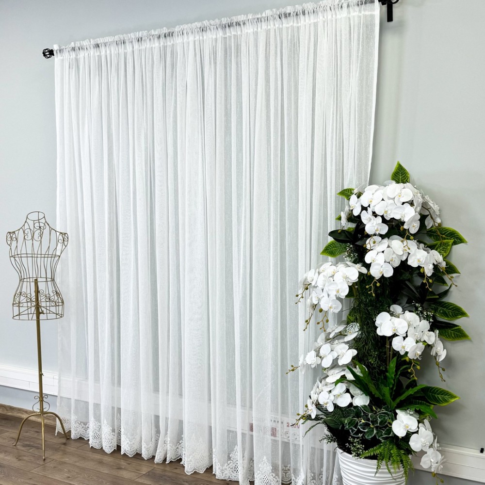 Perdea Aura din IN Brodat, Ivoire, 140cm latime x 260cm inaltime, cu rejansa pt bara – imagine 8