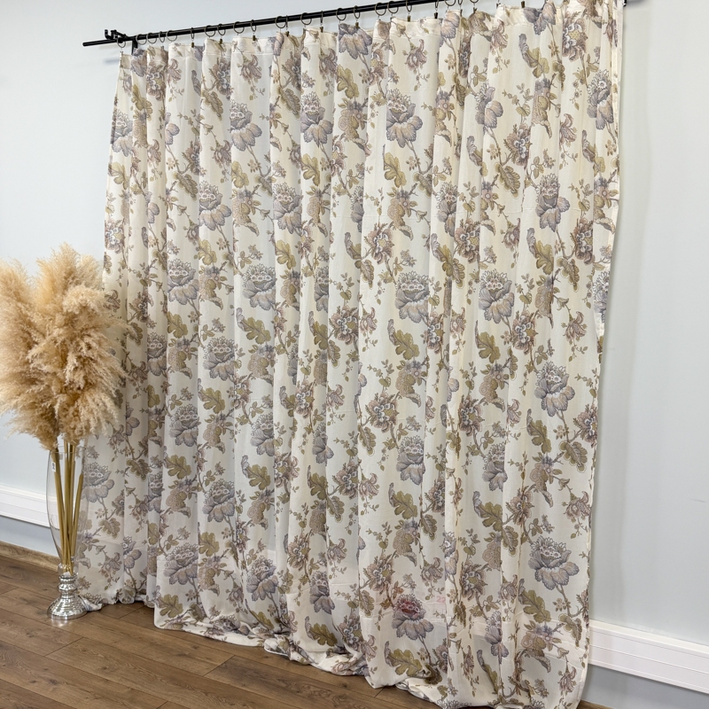 Perdea Iris Mov din matase imprimata, 400cm latime x 270cm inaltime cu rejansa pt sina - imagine 6