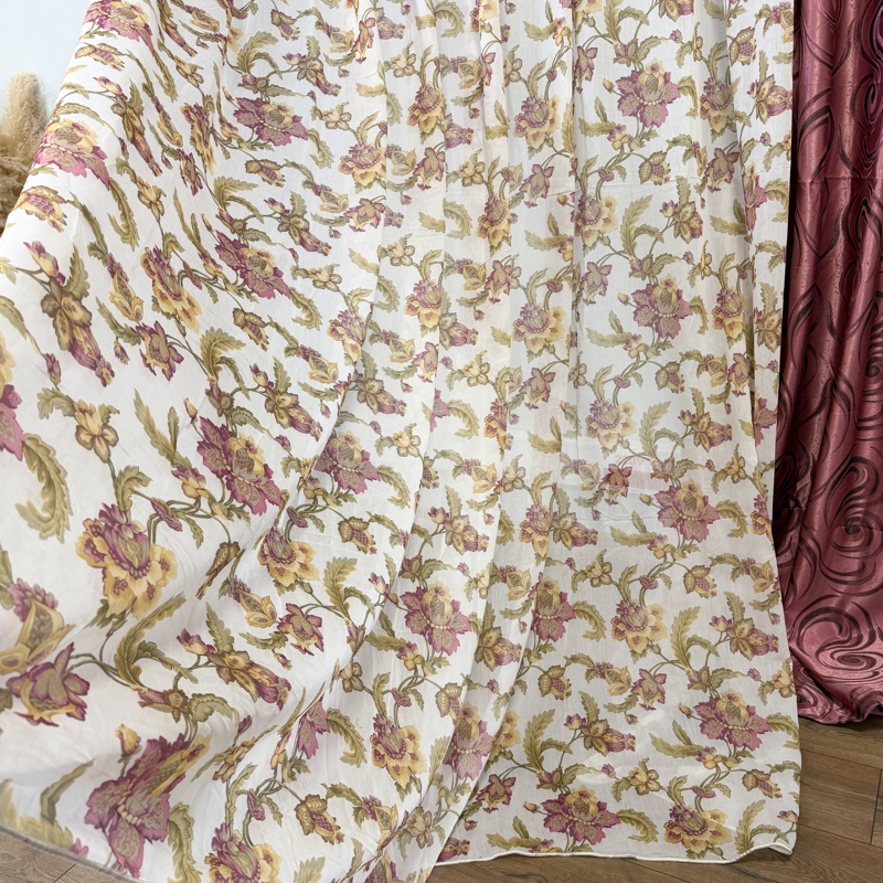 Perdea Iris Roz din matase imprimata, 400cm latime x 270cm inaltime cu rejansa pt sina - imagine 5